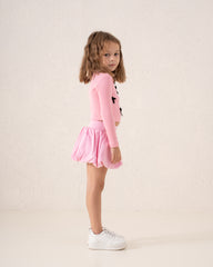 Ribbed Waist Puffball Skirt