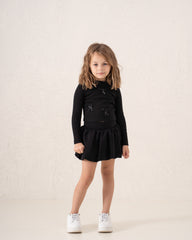 Ribbed Waist Puffball Skirt
