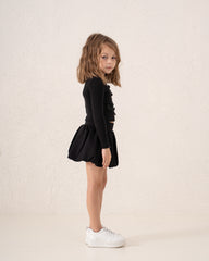 Ribbed Waist Puffball Skirt
