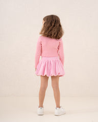 Ribbed Waist Puffball Skirt