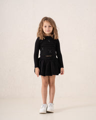 Ribbed Waist Puffball Skirt