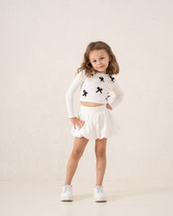 Ribbed Waist Puffball Skirt