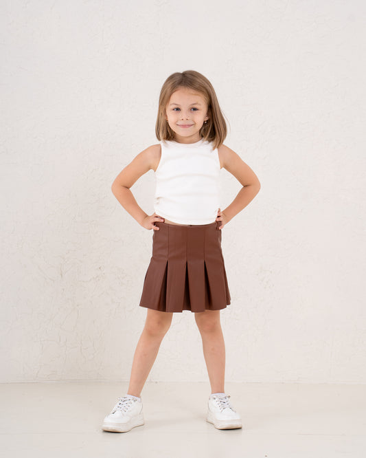 Leather Pleated Skirt