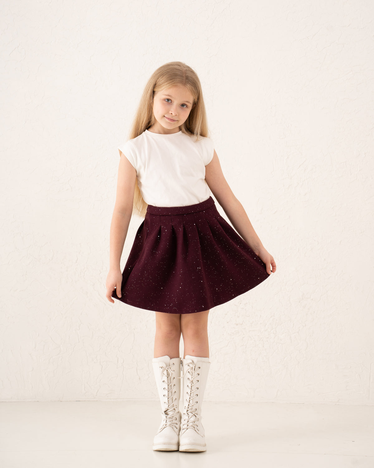 Pleated Sparkling Wool-Like Skirt