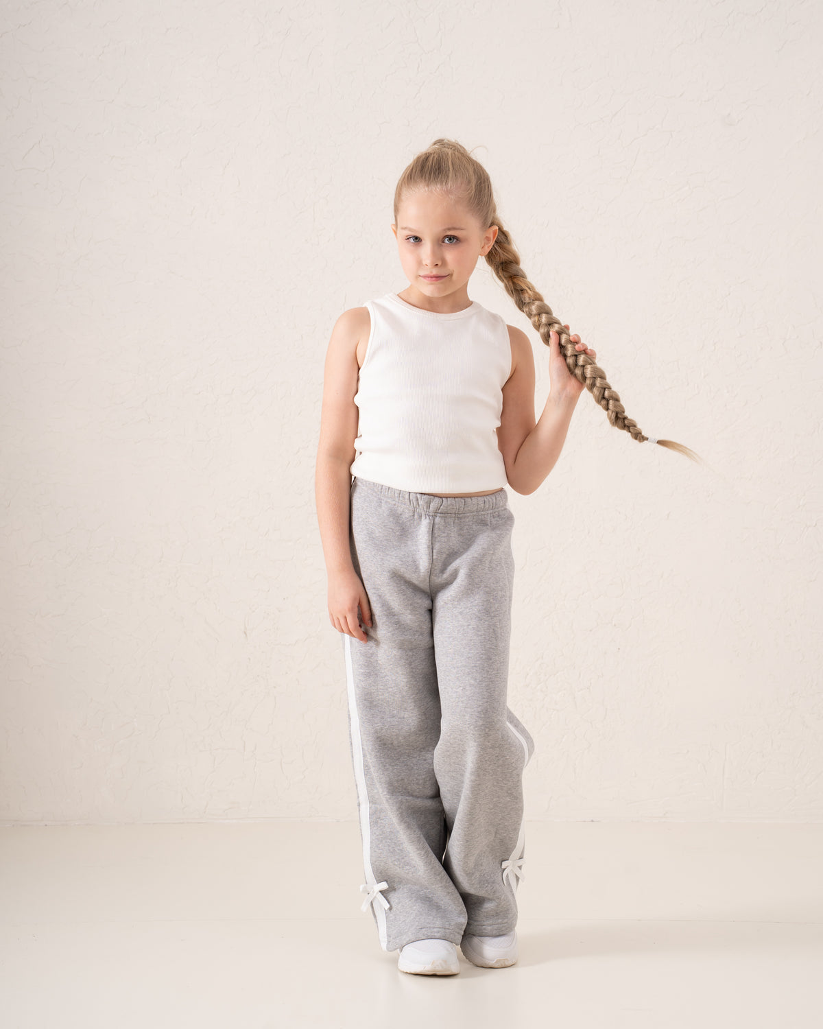 Wide-Leg Side Stripe Pants With Bows