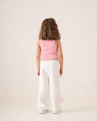 Wide-Leg Side Stripe Pants With Bows