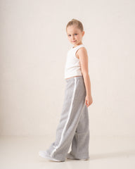 Wide-Leg Side Stripe Pants With Bows