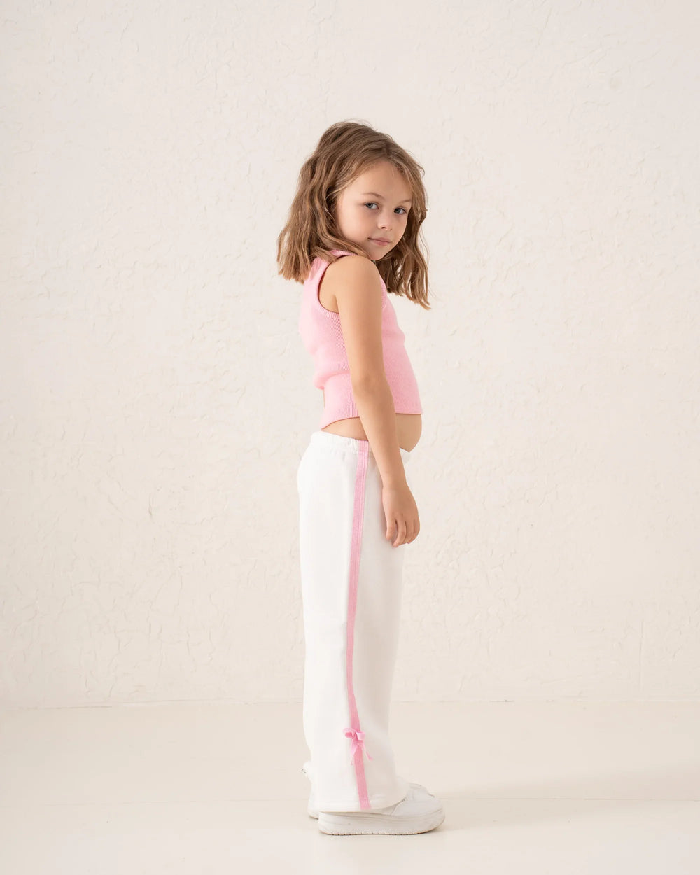 Wide-Leg Side Stripe Pants With Bows - Venti