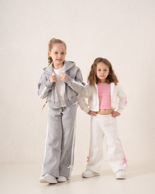 Wide-Leg Side Stripe Pants With Bows