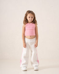 Wide-Leg Side Stripe Pants With Bows