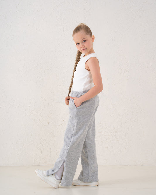 Front Slit Wide-Leg Pants