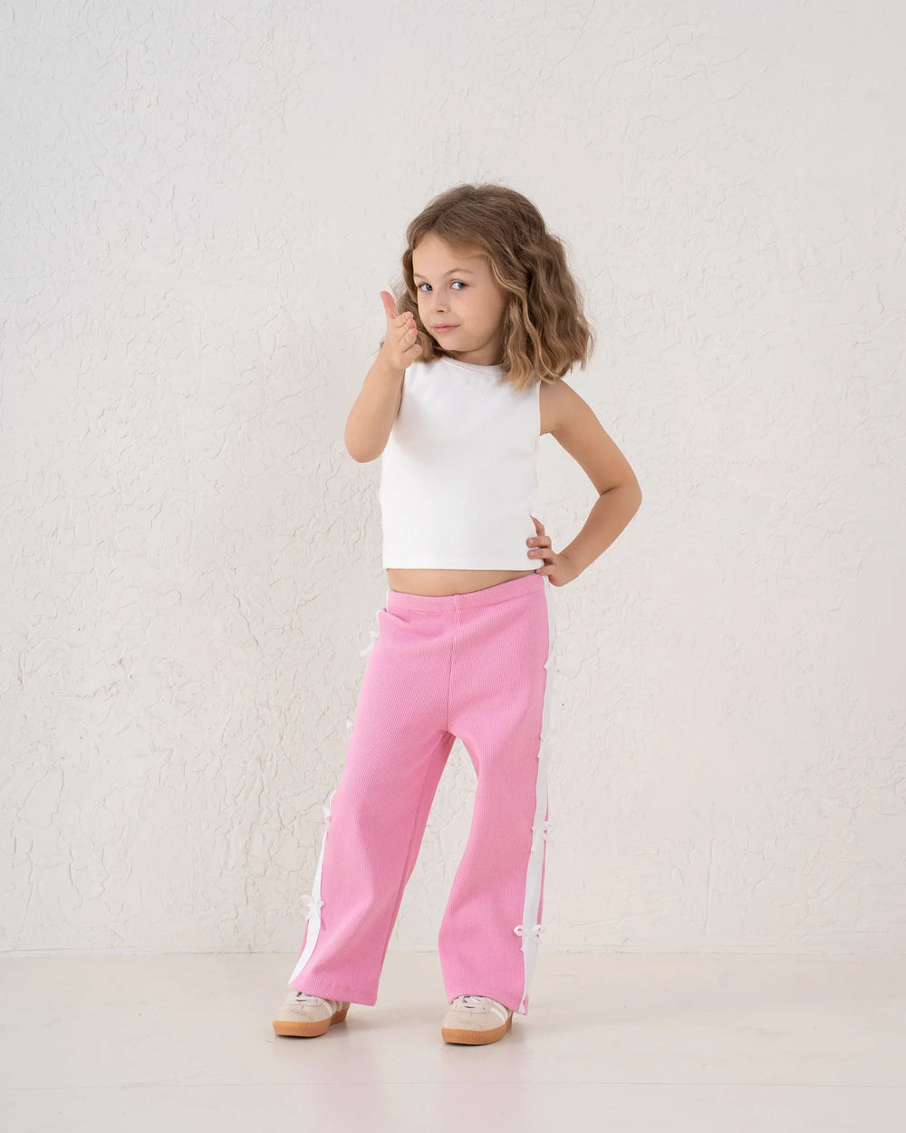 Bow Detail Ribbed Wide-Leg Pants - Venti