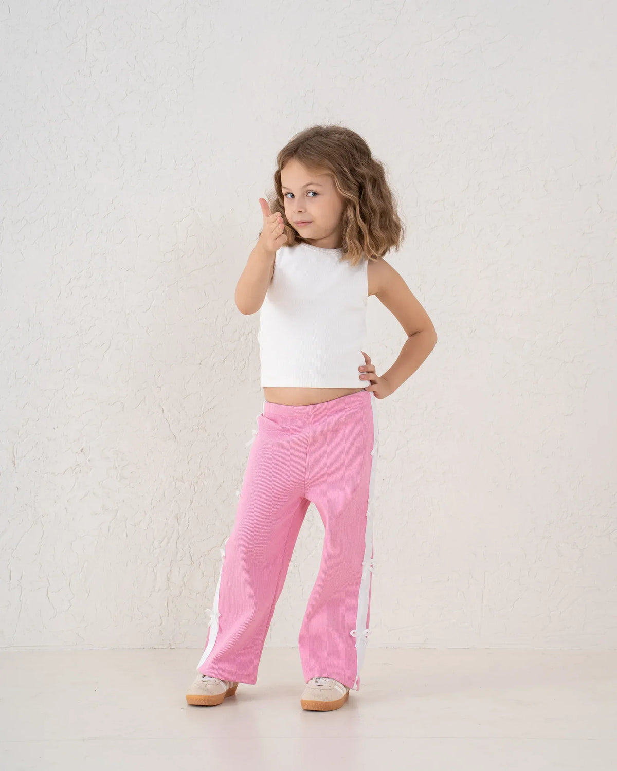 Bow Detail Ribbed Wide-Leg Pants - Venti