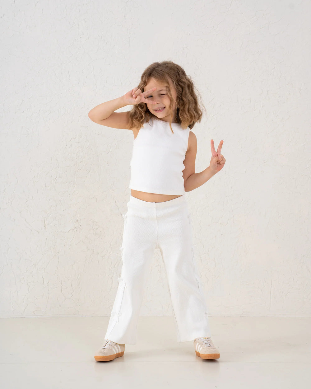 Bow Detail Ribbed Wide-Leg Pants - Venti