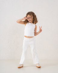 Bow Detail Ribbed Wide-Leg Pants