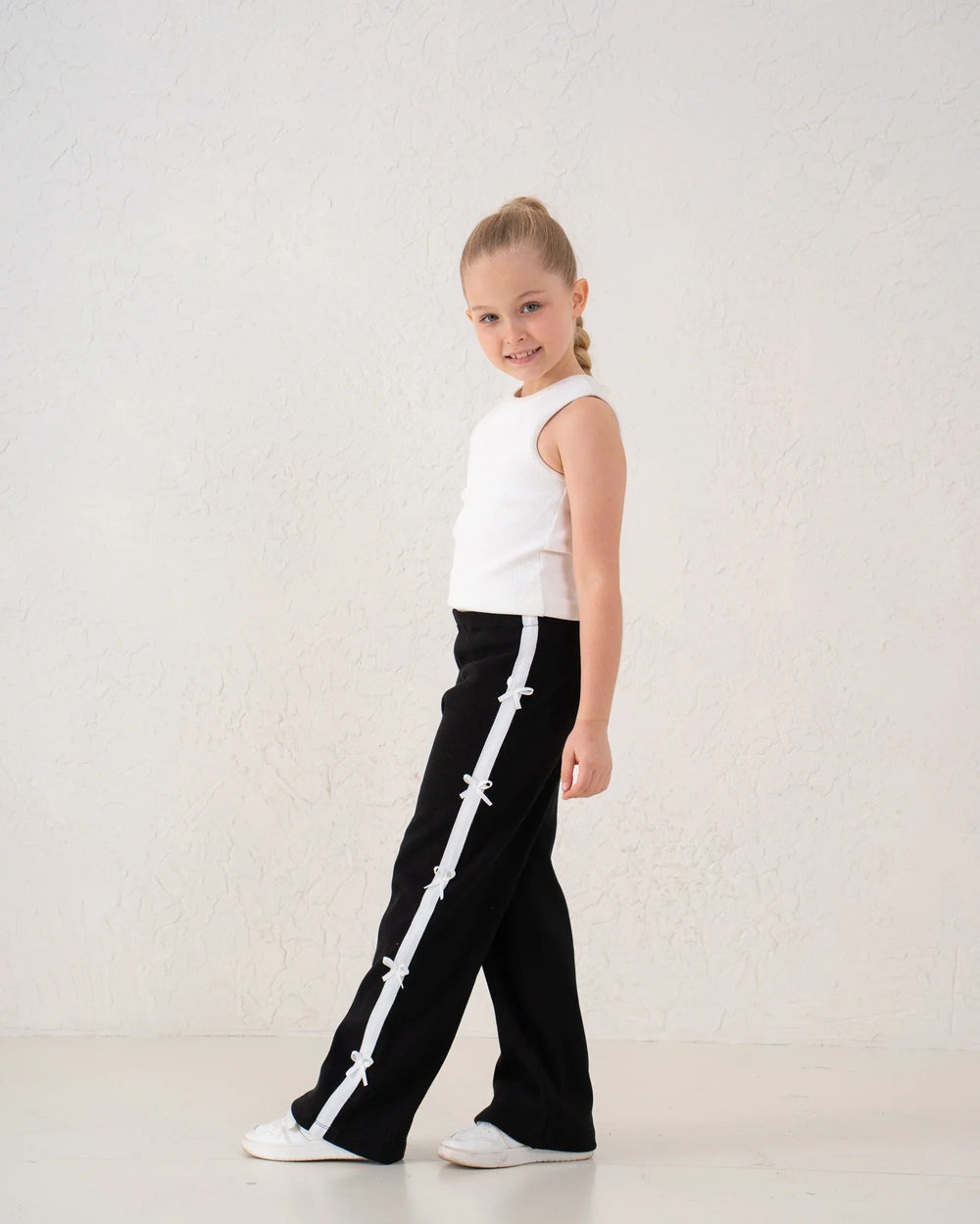 Bow Detail Ribbed Wide-Leg Pants - Venti