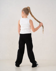 Bow Detail Ribbed Wide-Leg Pants