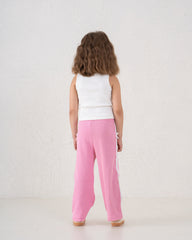 Bow Detail Ribbed Wide-Leg Pants