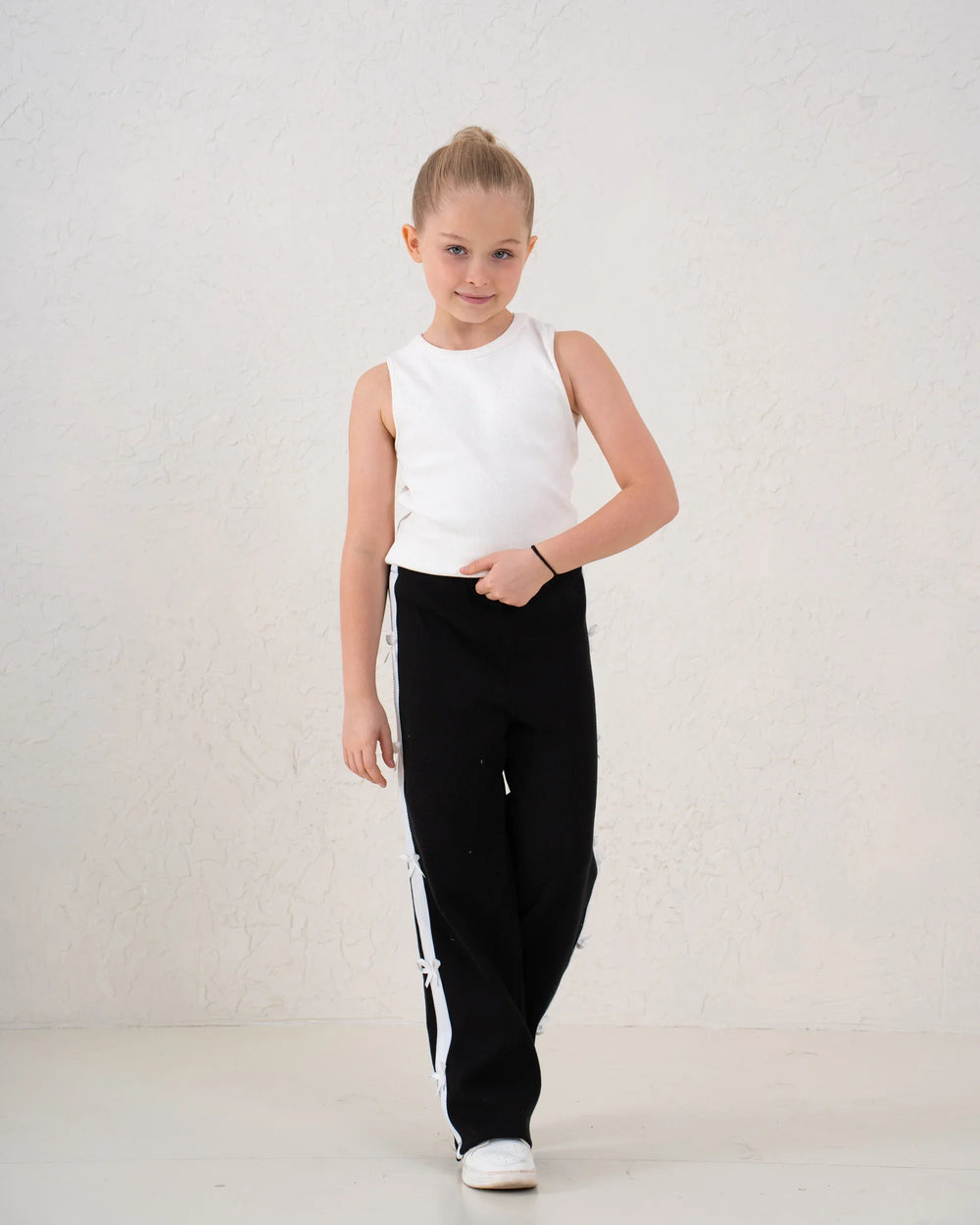 Bow Detail Ribbed Wide-Leg Pants - Venti