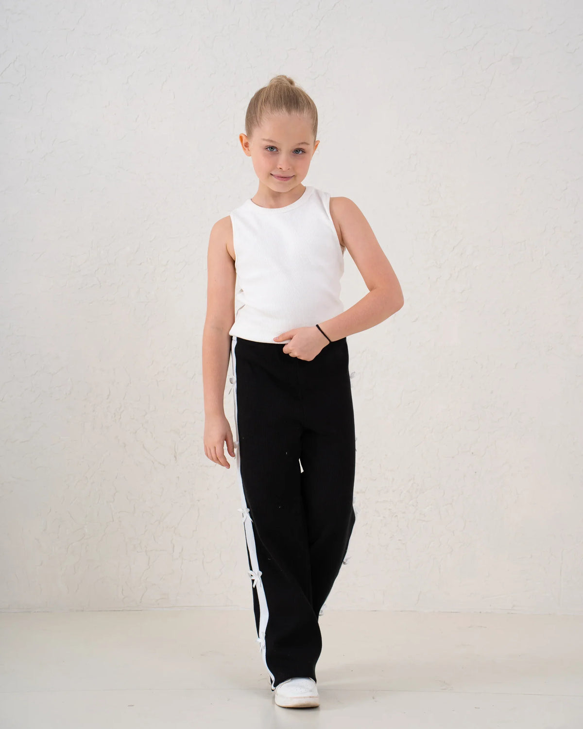 Bow Detail Ribbed Wide-Leg Pants - Venti