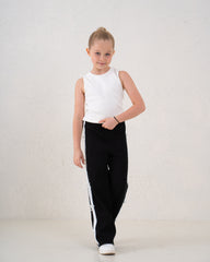 Bow Detail Ribbed Wide-Leg Pants