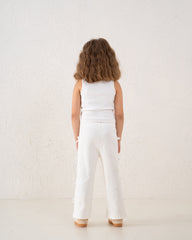 Bow Detail Ribbed Wide-Leg Pants