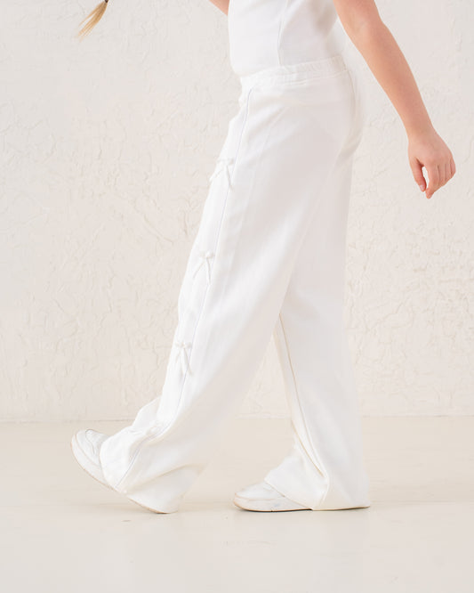 Bow Detail Wide-Leg Pants