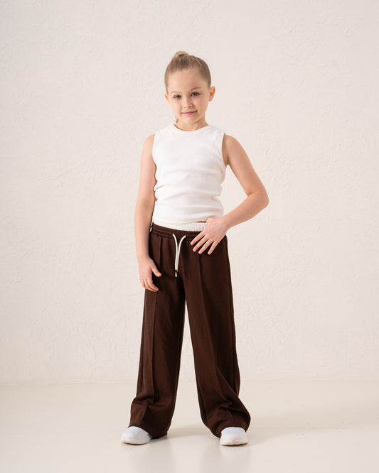 Double-Waist Wide-Leg Track Pants