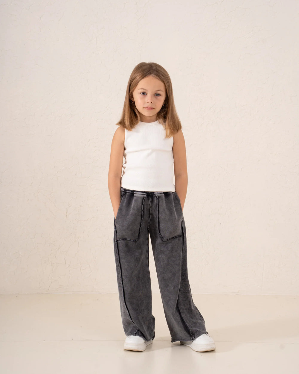 Acid Wash Cargo Wide-Leg Pants - Venti