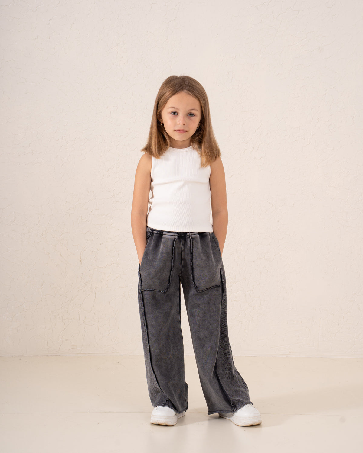 Acid Wash Cargo Wide-Leg Pants