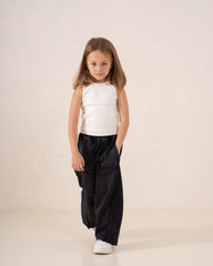 Acid Wash Cargo Wide-Leg Pants