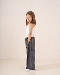 Acid Wash Cargo Wide-Leg Pants