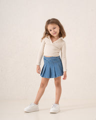 Ribbed Polo Long Sleeve Top