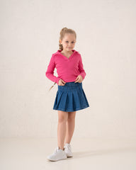 Ribbed Polo Long Sleeve Top