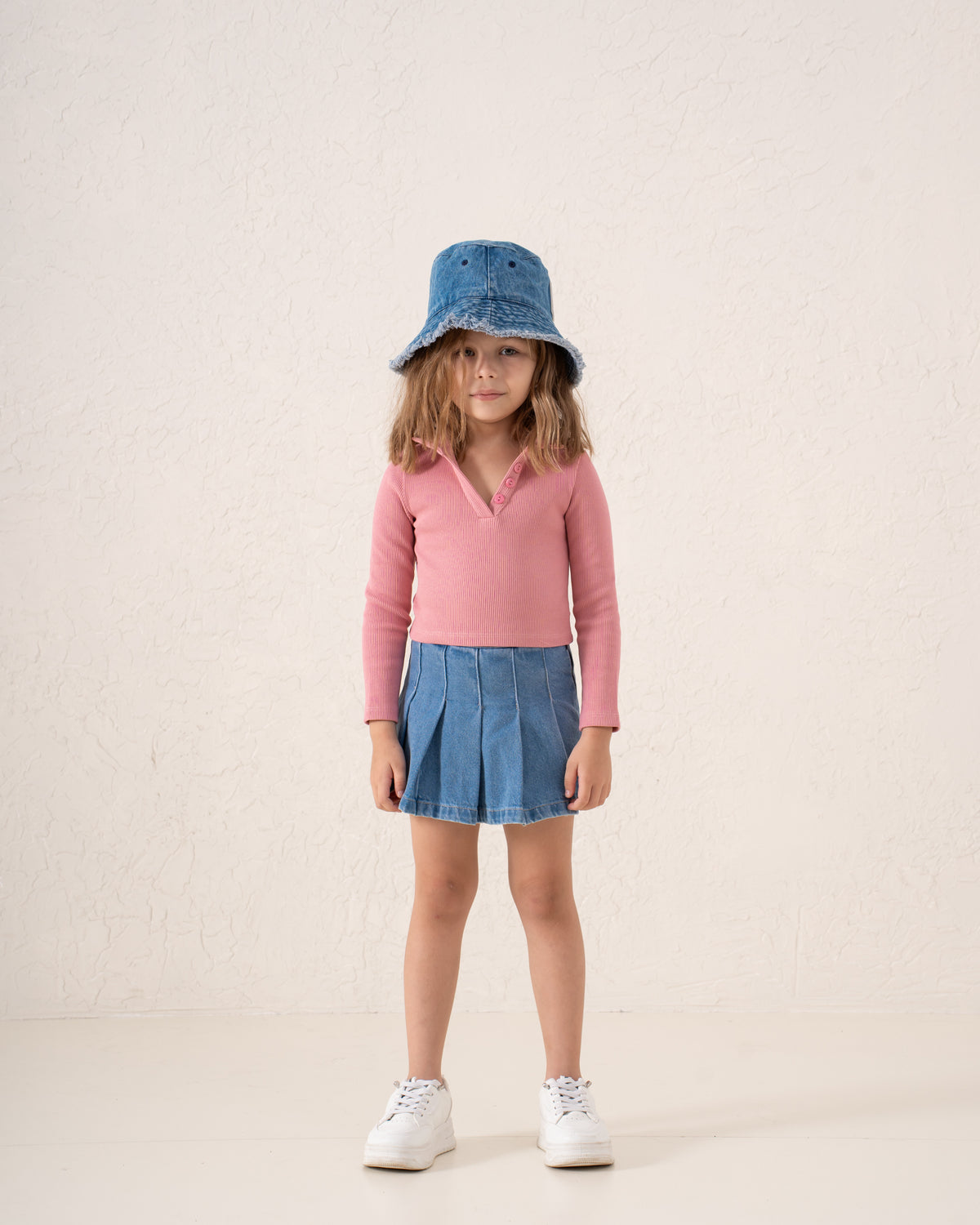 Ribbed Polo Long Sleeve Top