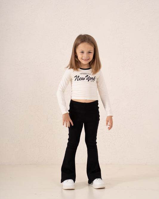 New York Contrast Trim Long Sleeve Top