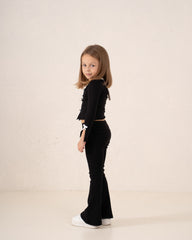 Contrast Bow Long-Sleeve Top