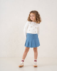 Embroidered Floral Ribbed Top