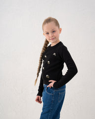 Embroidered Floral Ribbed Top