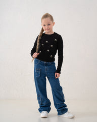 Embroidered Floral Ribbed Top