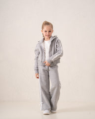 Cropped Zip Hoodie With Side Stripes & Bows