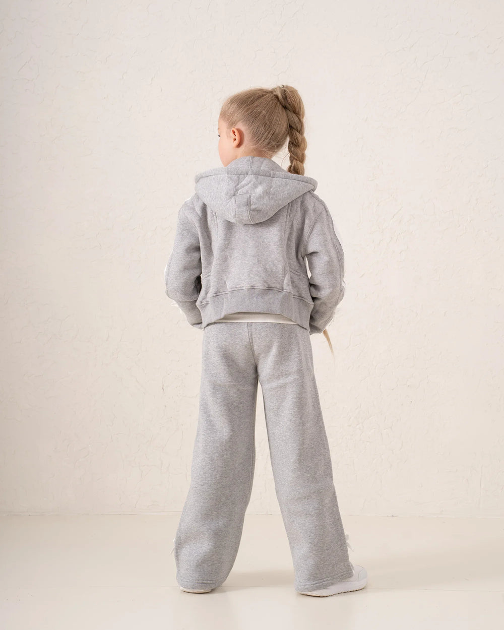 Cropped Zip Hoodie With Side Stripes & Bows - Venti