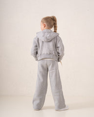 Cropped Zip Hoodie With Side Stripes & Bows