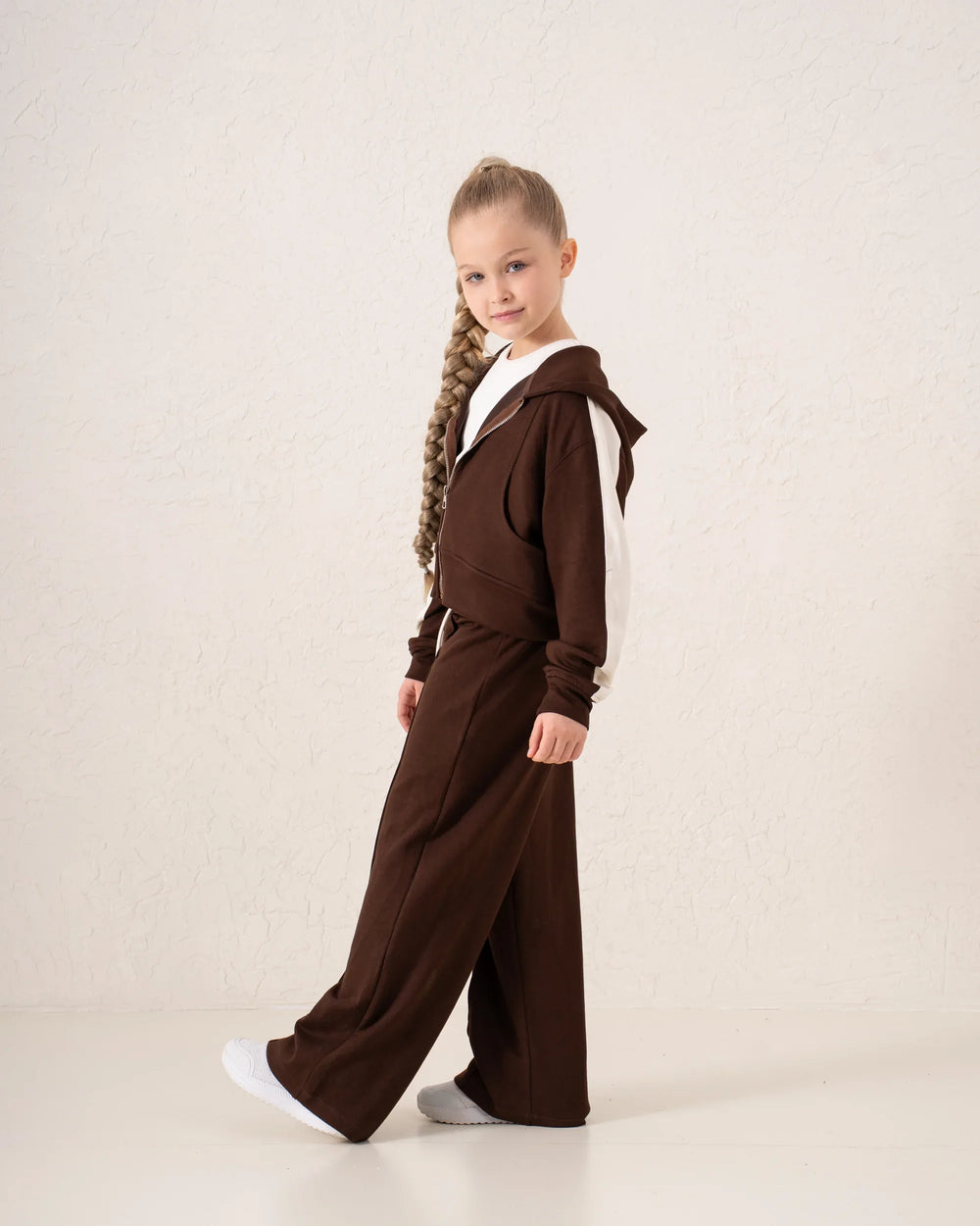 Contrast-Stripe Cropped Zip Hoodie - Venti