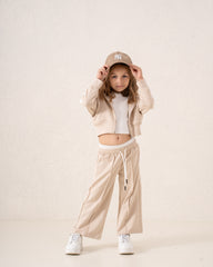 Contrast-Stripe Cropped Zip Hoodie