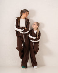 Contrast-Stripe Cropped Zip Hoodie