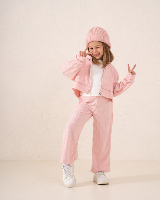 Cropped Zip Corduroy Hoodie