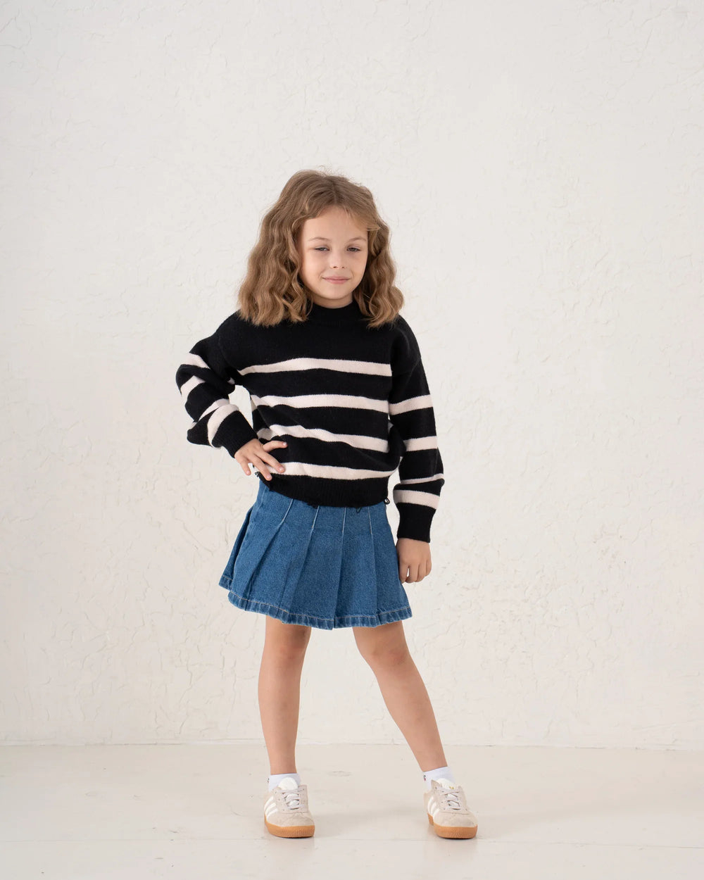 Unfinished Hem Striped Knit Sweater - Venti