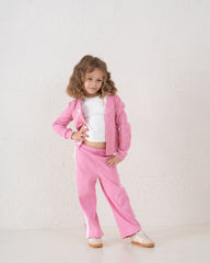 Bow Detail Ribbed Wide-Leg Pants