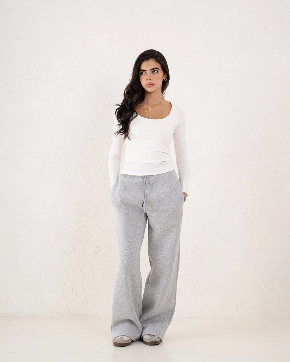 Fleece-Lined Wide Leg Sweatpants - Venti